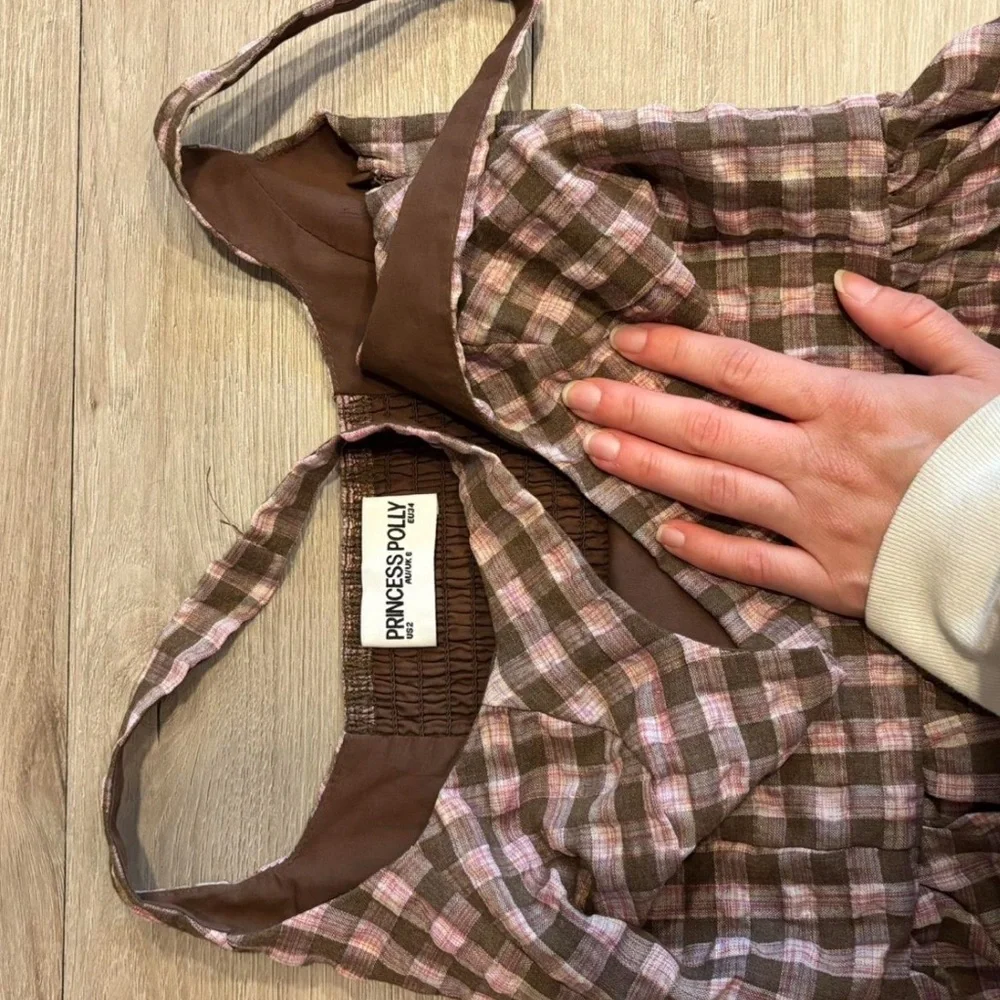 Princess Polly Checkered Dress in Pink and Brown - Picture 3 of 3